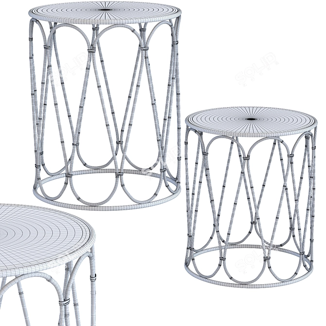 Bamboo Loop Side Tables (2/Set) 3D model image 2