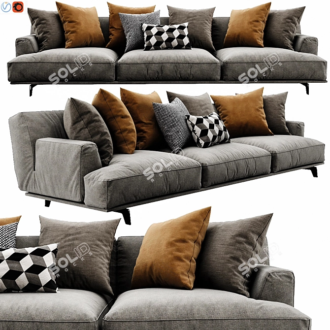 Poliform Tribeca 3-Seater Sofa 3D model image 1