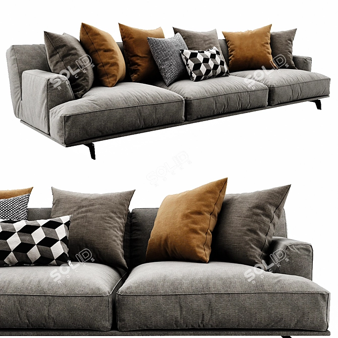 Poliform Tribeca 3-Seater Sofa 3D model image 2