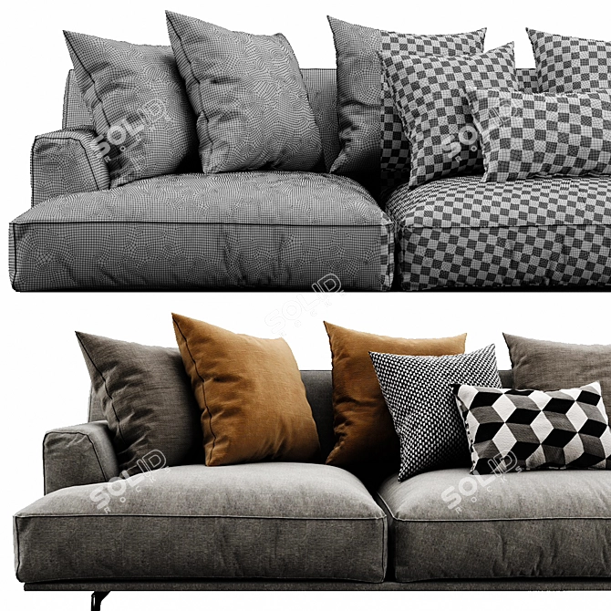 Poliform Tribeca 3-Seater Sofa 3D model image 3