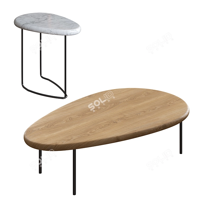 Modern Lily Highside Table Set 3D model image 2