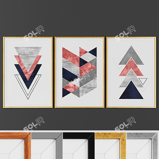 Scandinavian Abstract Picture Frame Set 3D model image 1