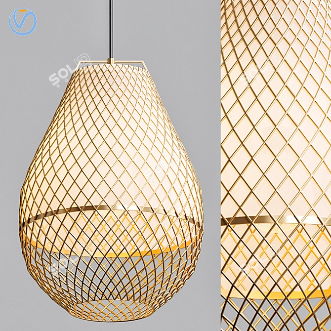 Title: Elegant Wicker Pendant Light 3D model image 1