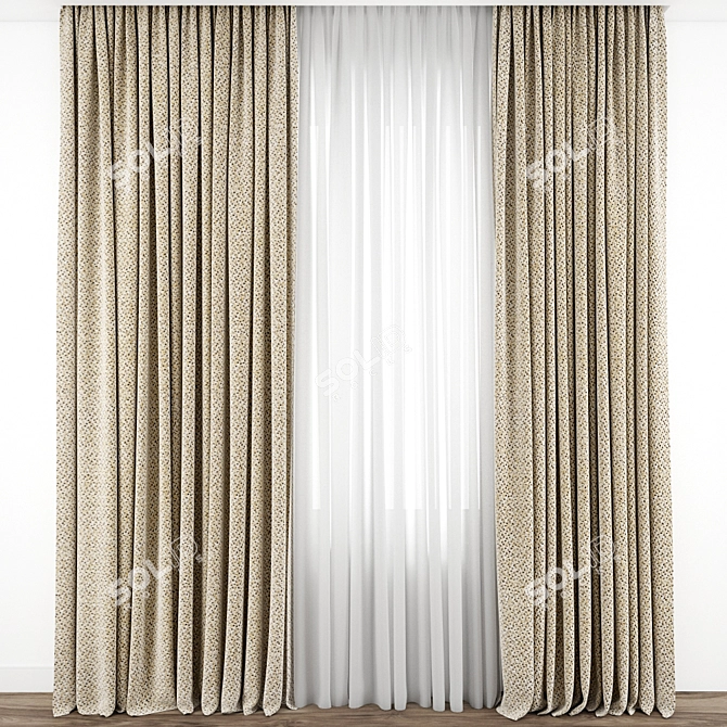 Detailed Curtain Model: 3ds max 2011/2014, Obj 3D model image 1