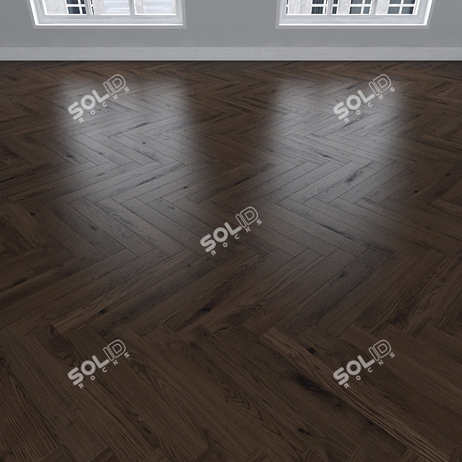 Dark Oak Parquet: Herringbone, Linear, Chevron 3D model image 2