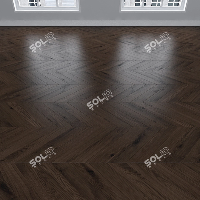 Dark Oak Parquet: Herringbone, Linear, Chevron 3D model image 3