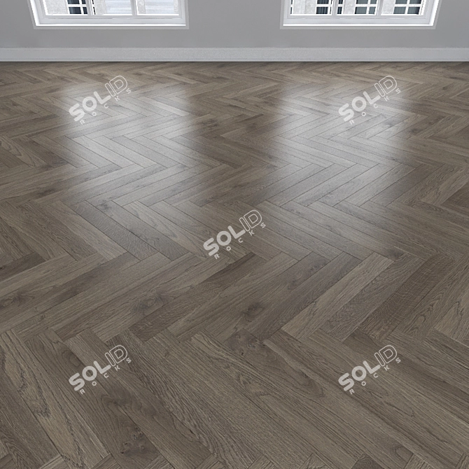 Smoky Oak Parquet: Herringbone, Linear, Chevron 3D model image 2