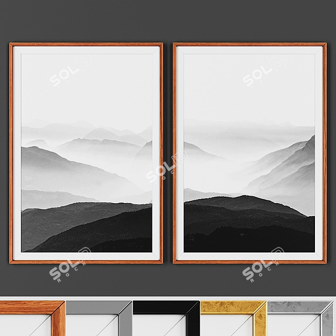 Elegant Picture Frame Set with 2 Artworks: Choose from 5 Frame Options! 3D model image 1