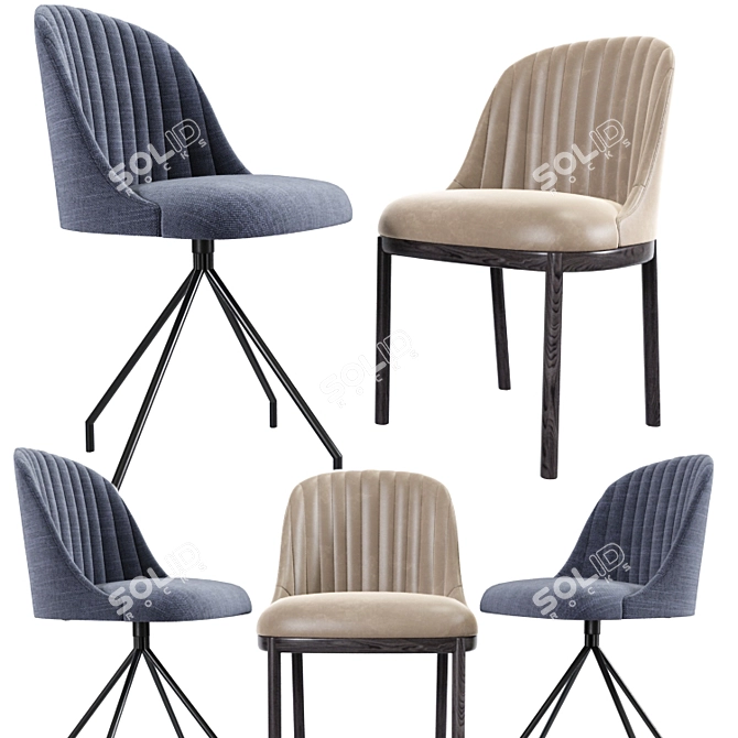 Elegant Alice Dining Chair Set 3D model image 1