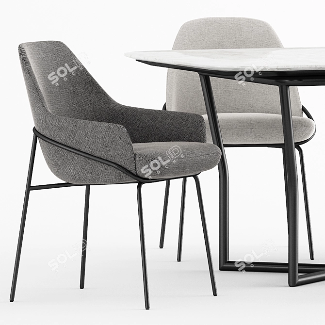 Chic Comfort Set: JACKIE Chair and CJ Table by BERTO 3D model image 2