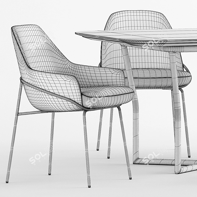 Chic Comfort Set: JACKIE Chair and CJ Table by BERTO 3D model image 3
