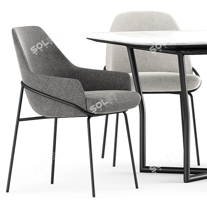 Chic Comfort Set: JACKIE Chair and CJ Table by BERTO 3D model image 5