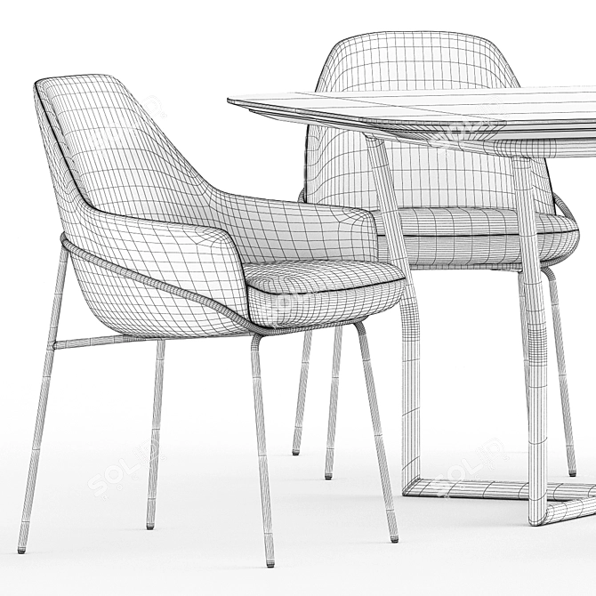 Chic Comfort Set: JACKIE Chair and CJ Table by BERTO 3D model image 6