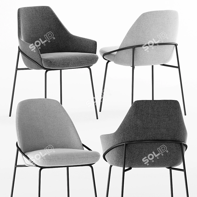 Chic Comfort Set: JACKIE Chair and CJ Table by BERTO 3D model image 7