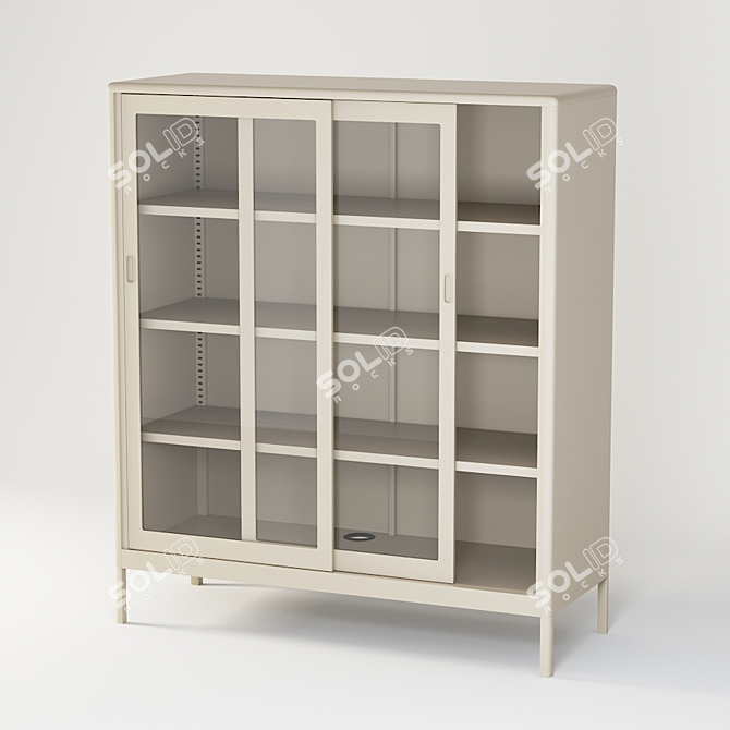 Sleek Sliding Glass Bookcase 3D model image 1