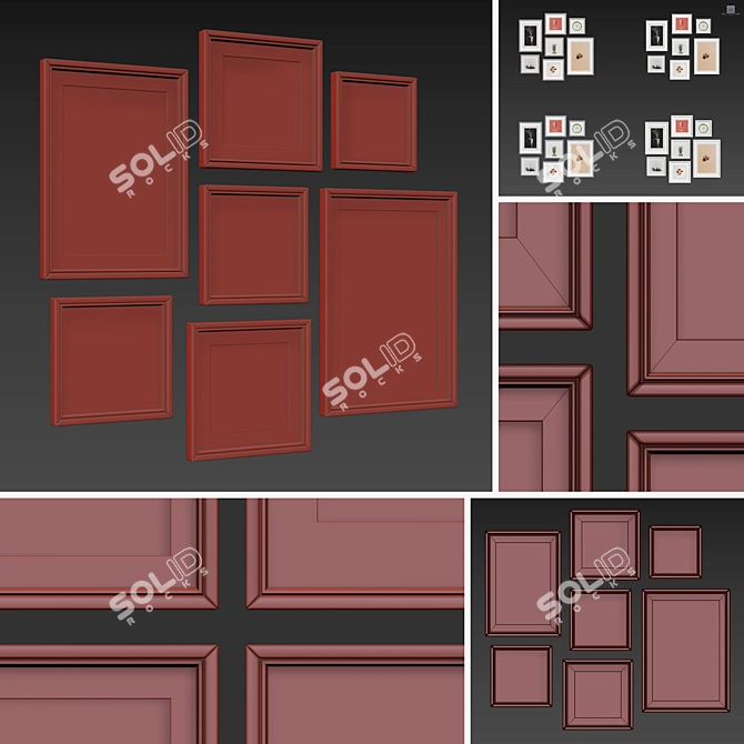 Versatile Set of 7 Frames with Various Colors 3D model image 3