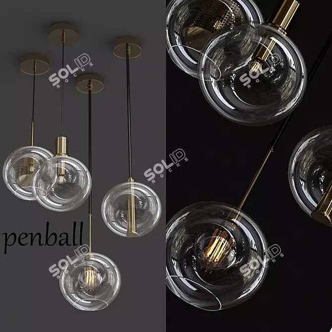 Penball: Contemporary Glass Pendant Light 3D model image 1