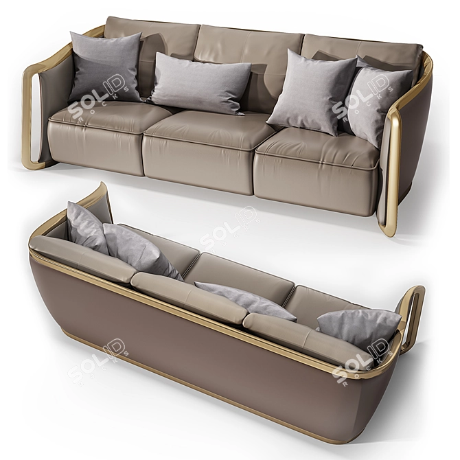 Modern Grey Fabric Sofa 3D model image 1