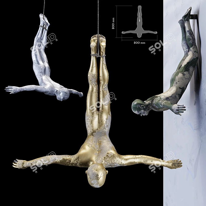 Sculpted Men in Flight - 800h Dimension 3D model image 1