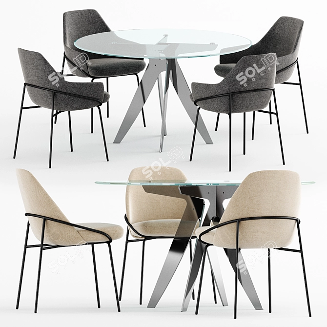 Modern Elegance: Jackie Chair & Ring Table by Berto 3D model image 1