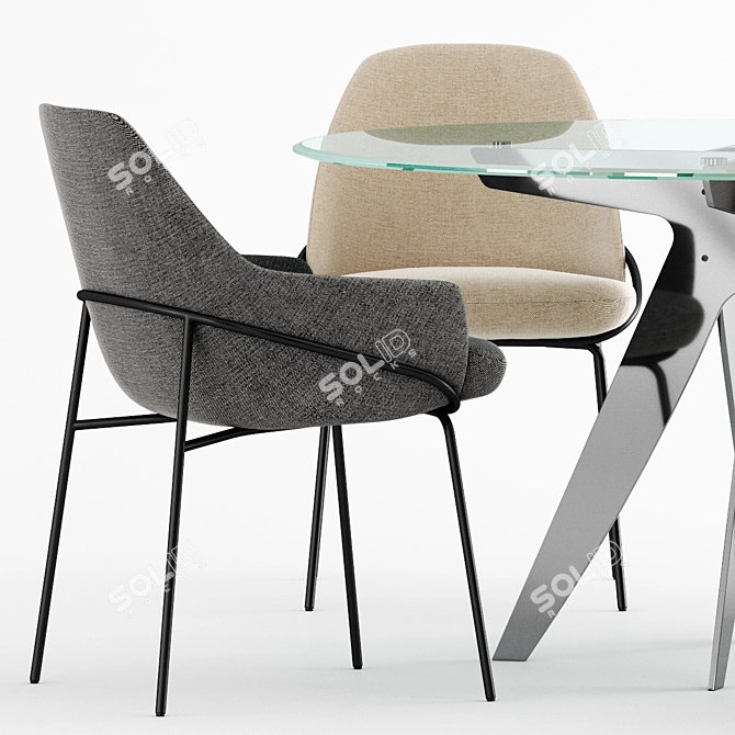 Modern Elegance: Jackie Chair & Ring Table by Berto 3D model image 2