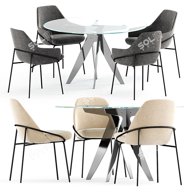 Modern Elegance: Jackie Chair & Ring Table by Berto 3D model image 4