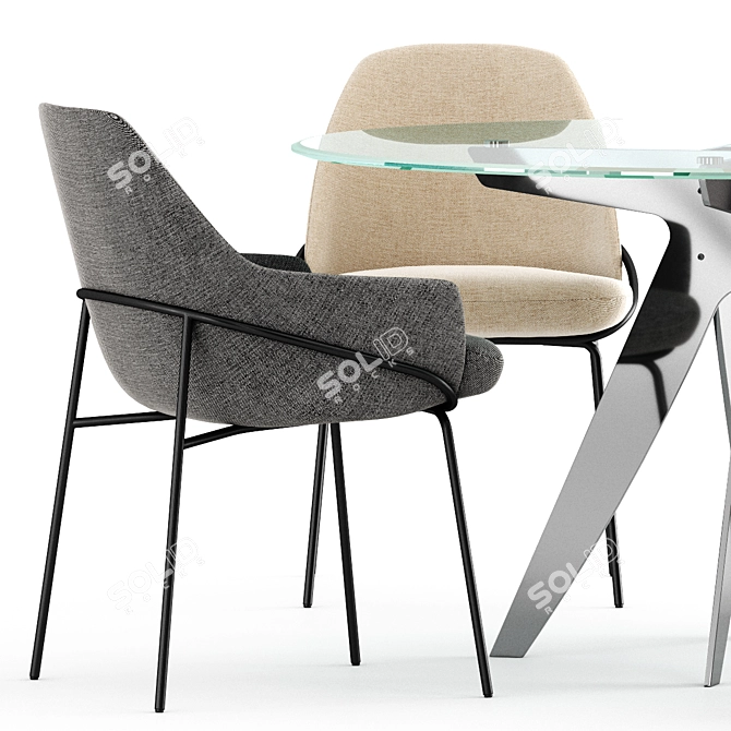 Modern Elegance: Jackie Chair & Ring Table by Berto 3D model image 5