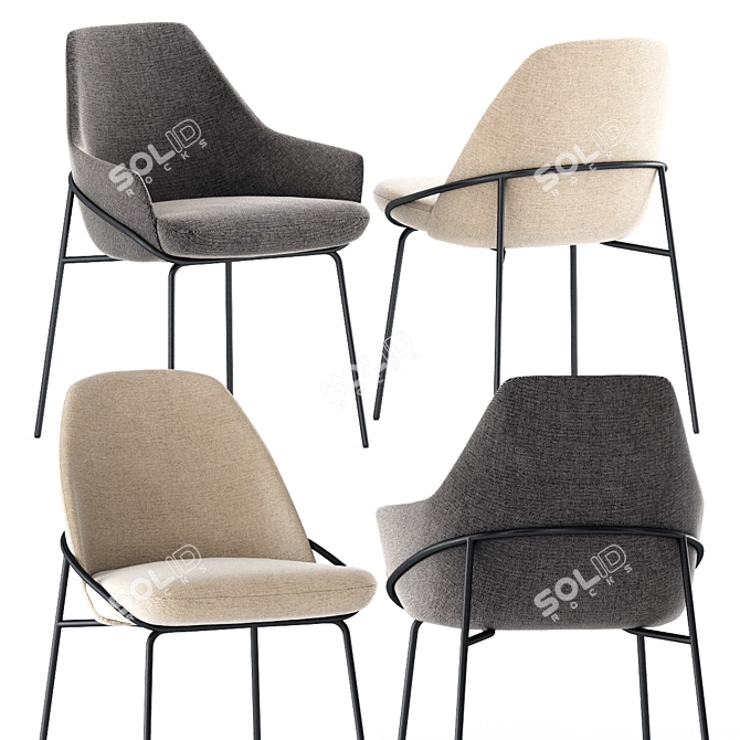 Modern Elegance: Jackie Chair & Ring Table by Berto 3D model image 7