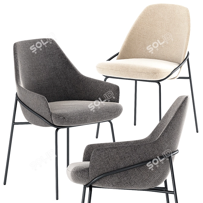 Modern Elegance: Jackie Chair & Ring Table by Berto 3D model image 8