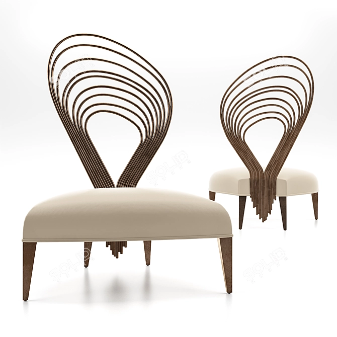 Metal Swirl Occasional Chair 3D model image 1