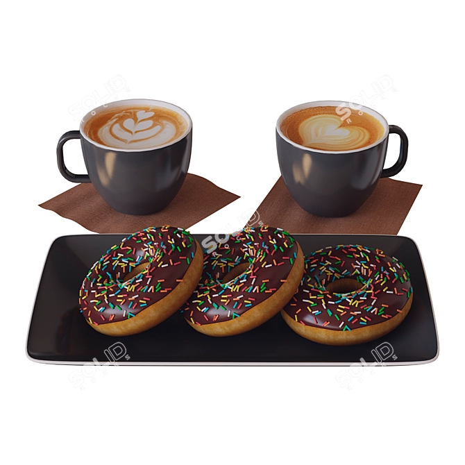 Delicious Coffee and Donut 3D 3D model image 2