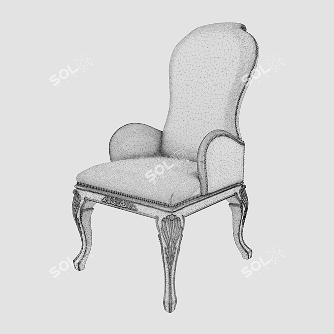 Exquisite Wood Velvet Chair 3D model image 2