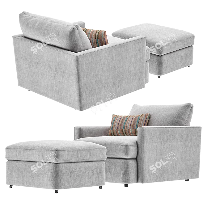Luxe Outdoor Chair & Ottoman: Petite, Stylish, and Versatile 3D model image 2