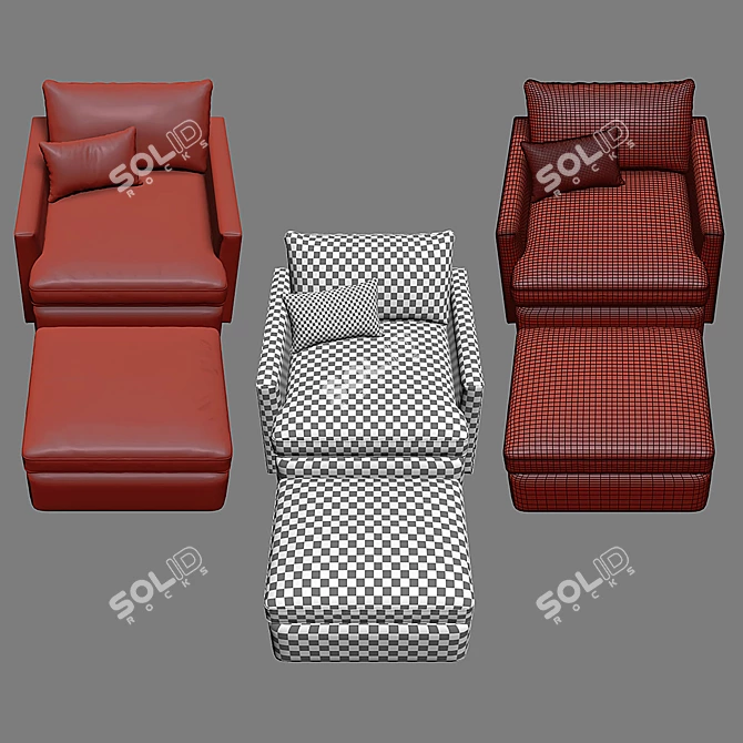 Luxe Outdoor Chair & Ottoman: Petite, Stylish, and Versatile 3D model image 3