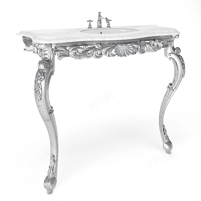 Handcrafted Beatrice Romano Home Bath Console, 2 Legs 3D model image 2