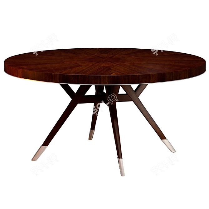 Elegant Walnut Round Dining Table 3D model image 1