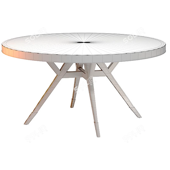 Elegant Walnut Round Dining Table 3D model image 3