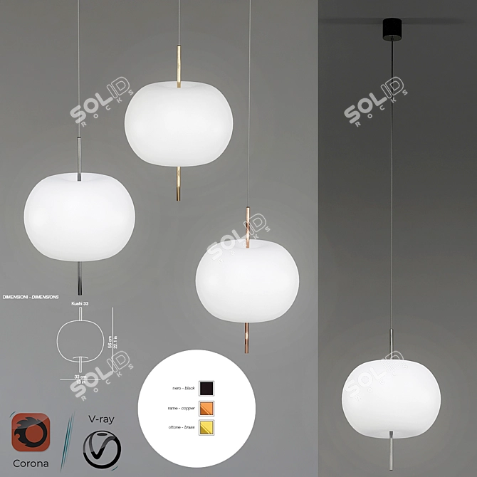 Kundalini Kushi Suspension Lamp 3D model image 1