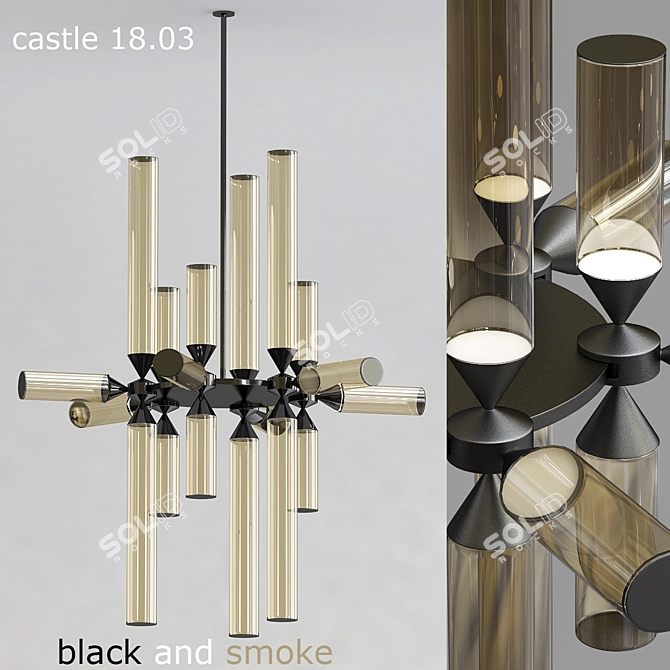Elegant Castle Chandelier: Black & Smoke 3D model image 1