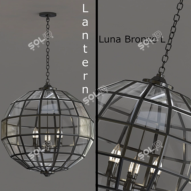 Elegant Luna Bronze Lantern 3D model image 1