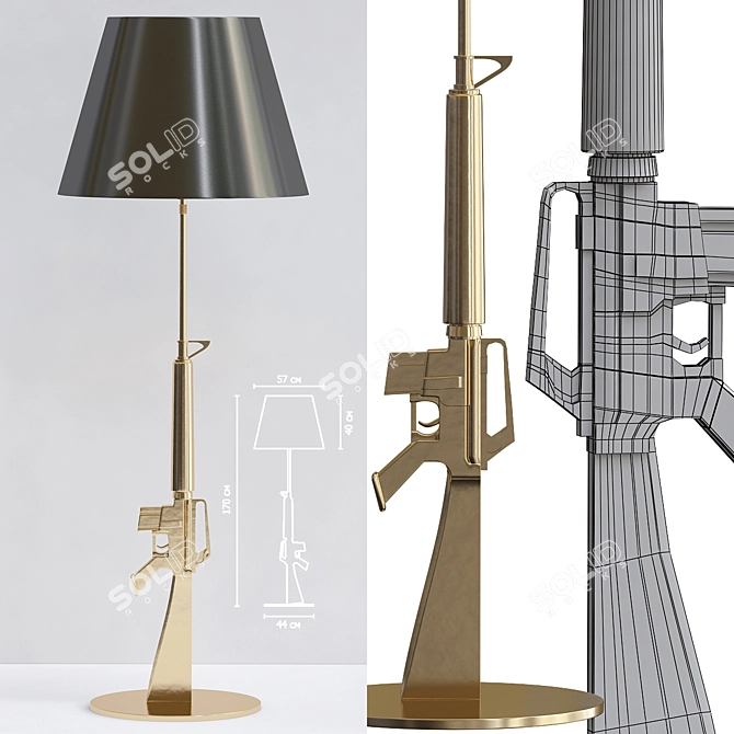 Sleek Lounge Gun Floor Lamp 3D model image 1