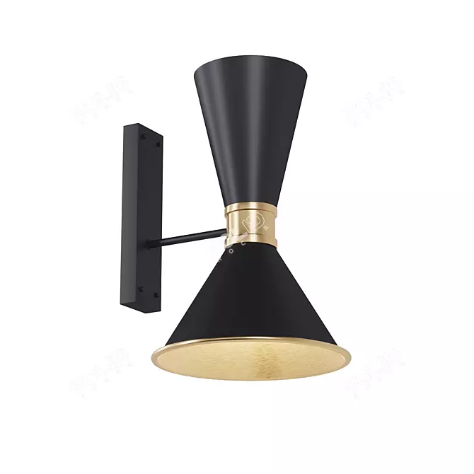 Elegant Dualight Brass Sconce 3D model image 1