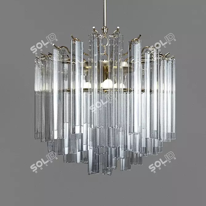 Pulsar 40.1593 - Modern Golden Metal Chandelier with Clear Glass Shades 3D model image 1