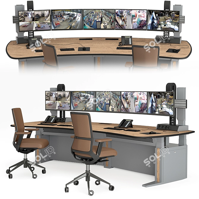 Ergonomic Vertiv Knurr Control Desk 3D model image 1