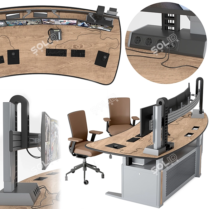 Ergonomic Vertiv Knurr Control Desk 3D model image 2