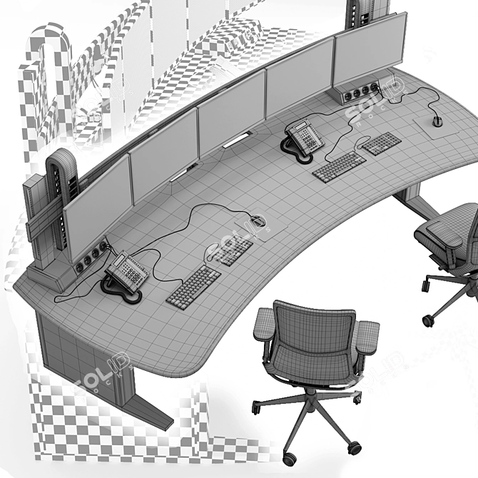 Ergonomic Vertiv Knurr Control Desk 3D model image 3