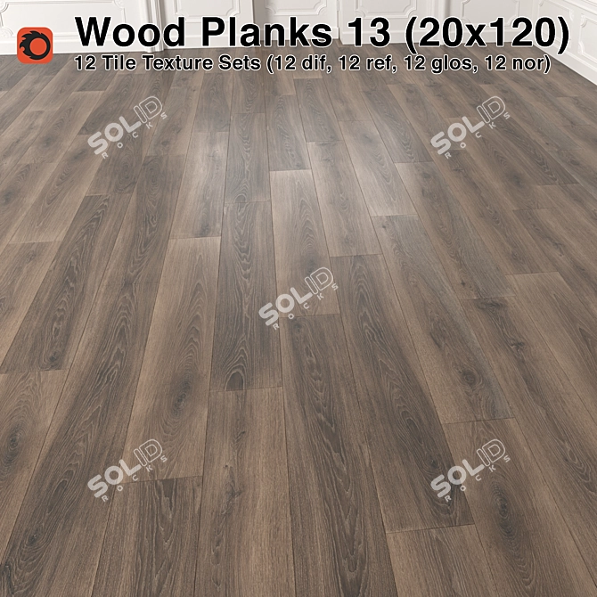 Premium Plank Wood Flooring 3D model image 1