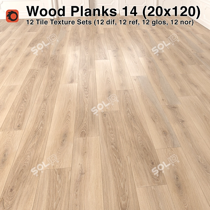 Premium Plank Wood Floor 3D model image 1
