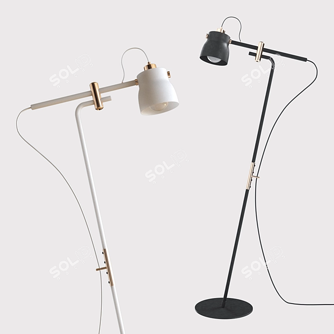 Industrial Metal Floor Lamp 3D model image 1