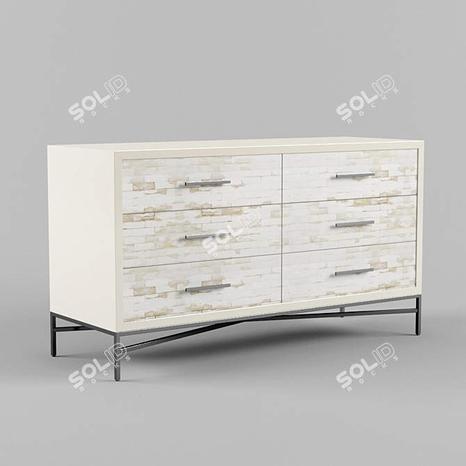 Wood Tiled 6-Drawer Dresser: Stylish Storage Solution 3D model image 1